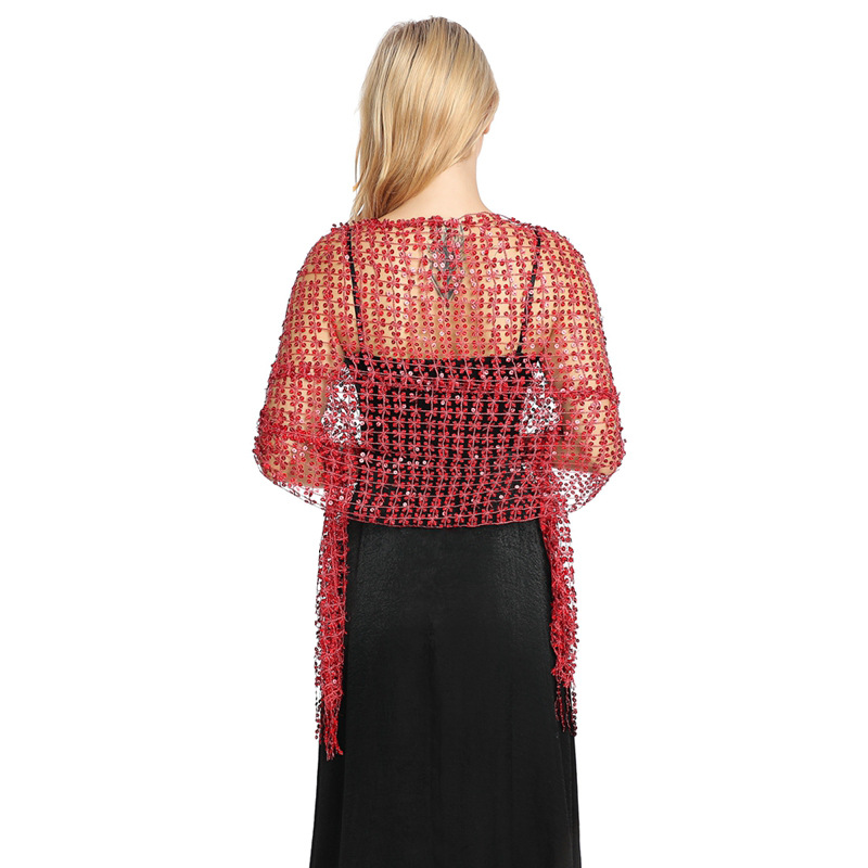 Stole Wedding Shawl - Europäischer und amerikanischer Pailletten-Fransenschal, bestickter Abendumhang