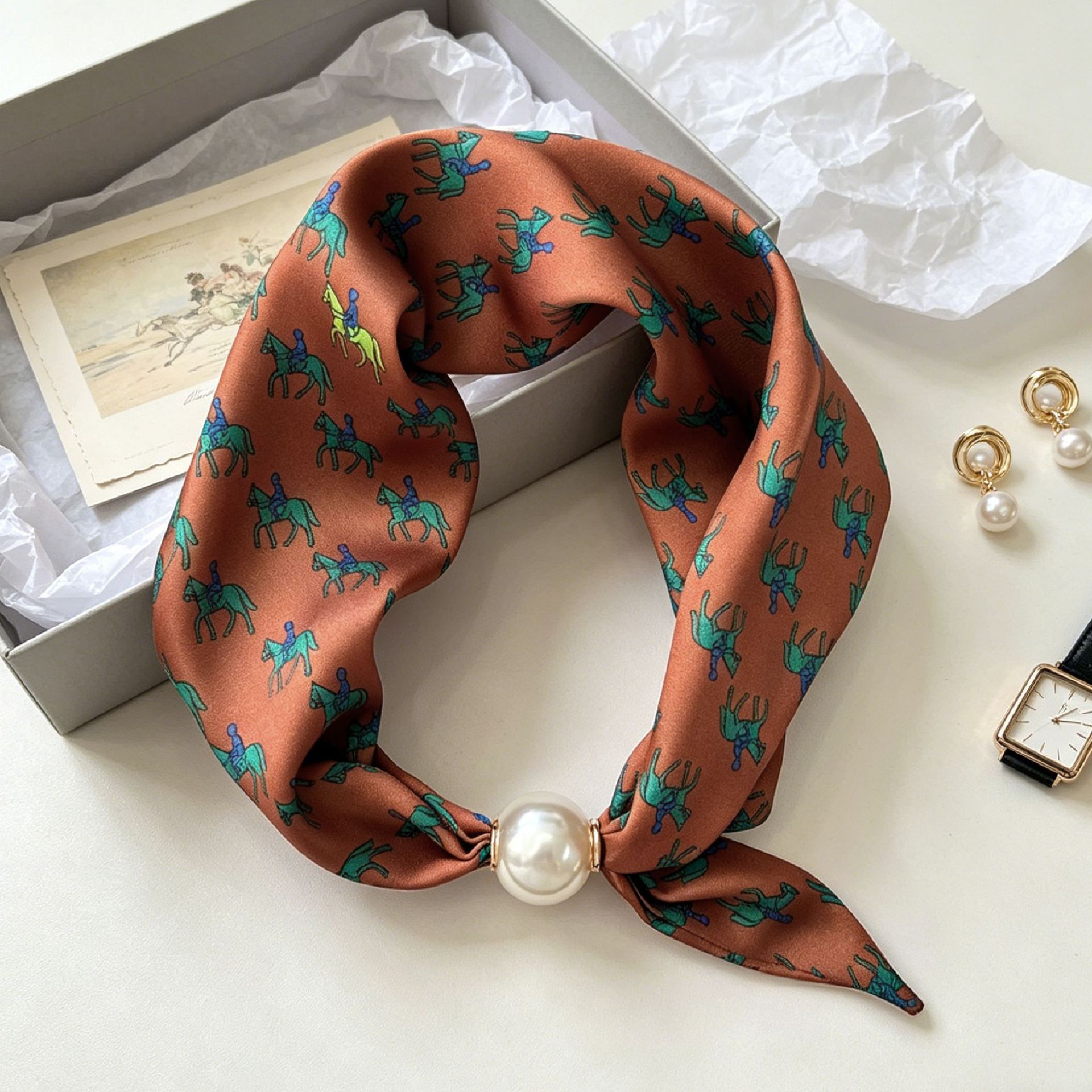 Face Scarf Mask - Luxuriöser Knight Pearl Magnetischer Schal für
