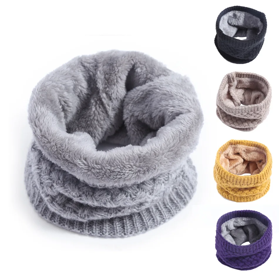 Infinity Scarf Knit - Kinder Mädchen/Jungen Winter gestrickter Infinity-Schal Polarfleece