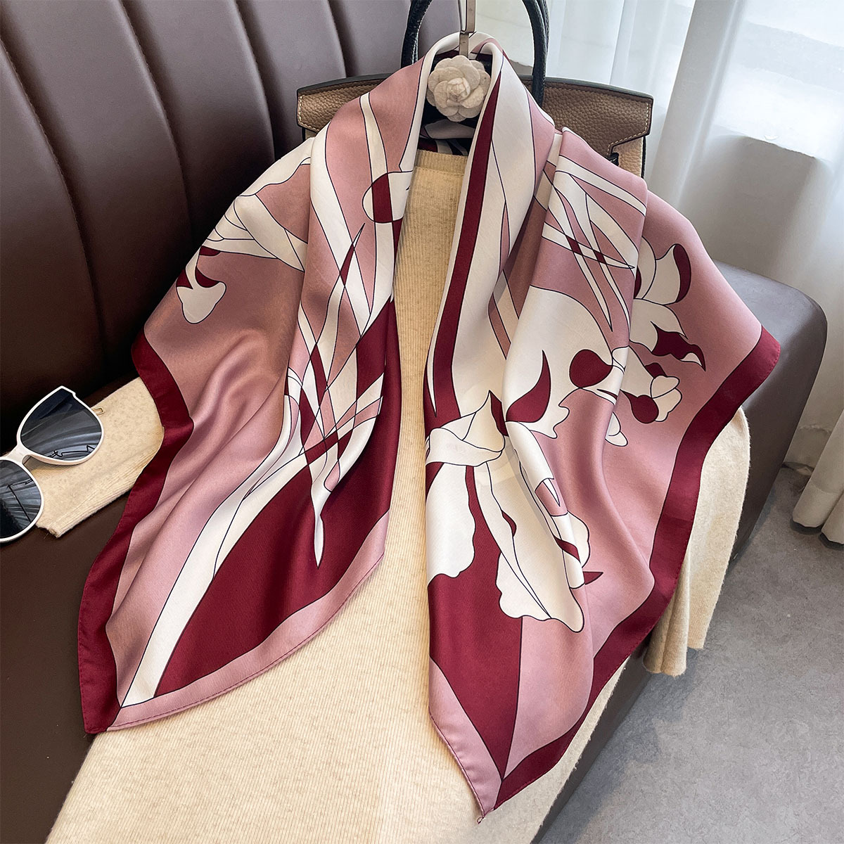 Face Scarf Mask - Luxus 90*90Cm Platz Schal Twill Seide