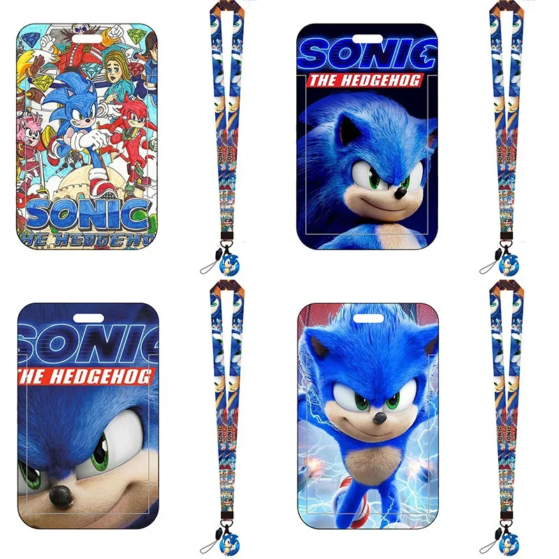 Lanyard Badge Holder - Cartoon Sonic Buskartenhalter, Studenten-ID-Kartenhülle, Campus-Essenskartenetui, Ausweishalter,