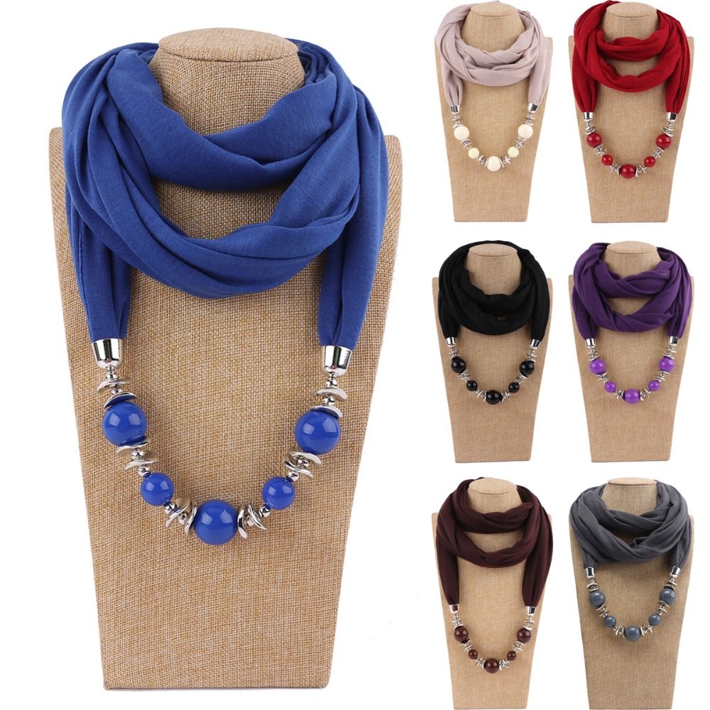 Infinity Scarf Knit - Modischer Chiffon-Schal mit Perlen im Ethno-Stil,