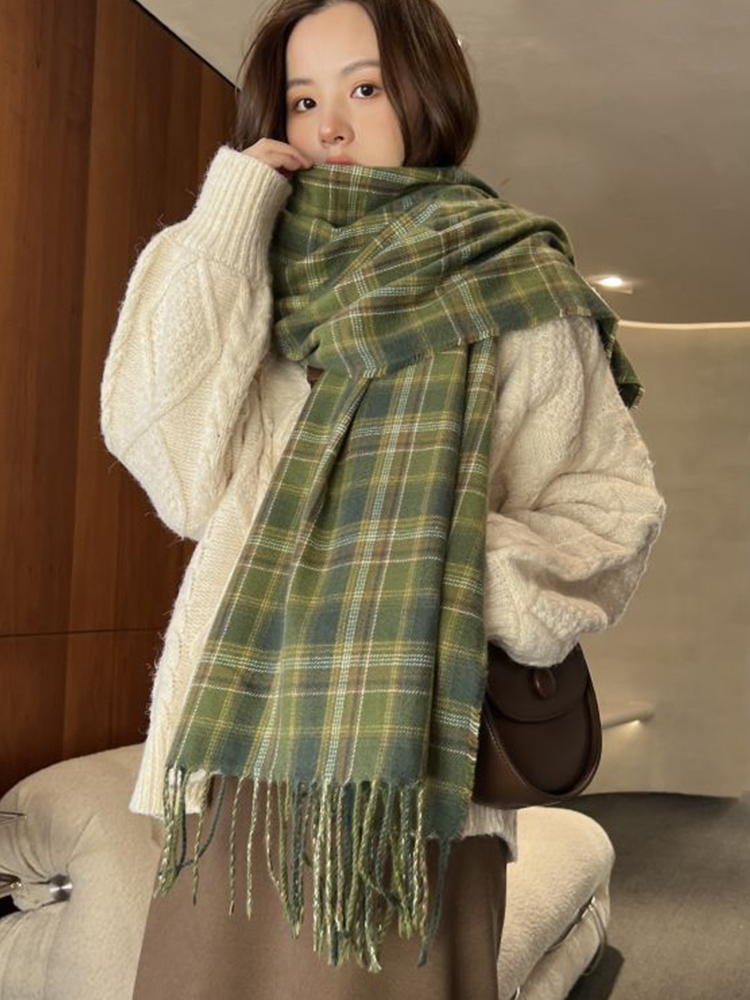 Woven Scarf Blanket - Neuer Imitat-Kaschmir Damenschal Winter Preppy-Stil Vintage