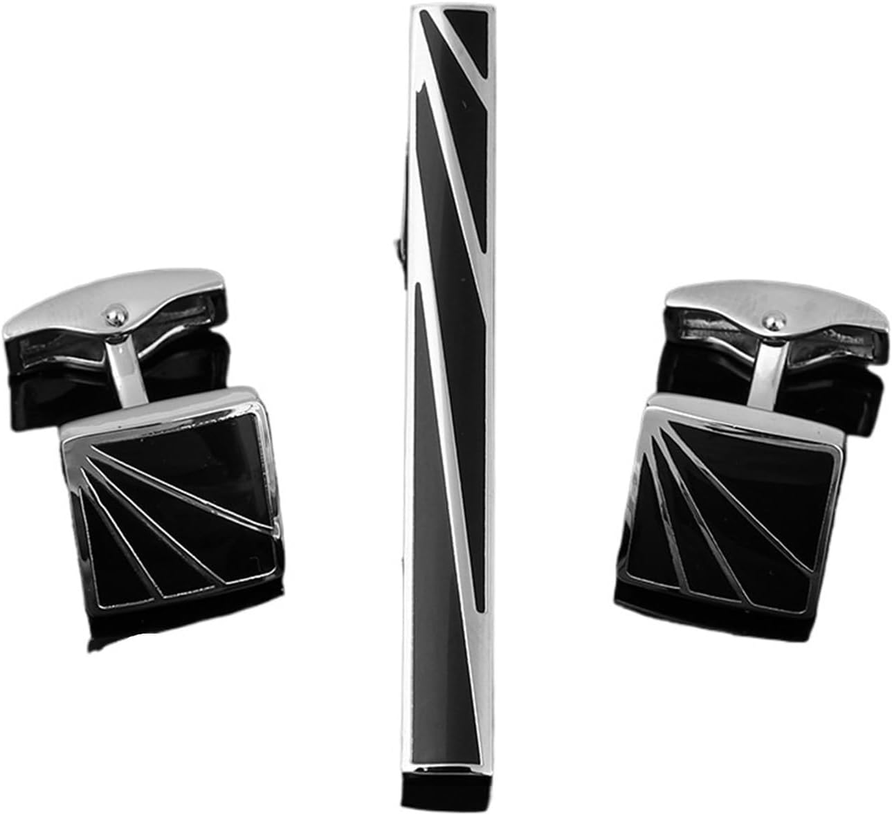 Tie Bar Set Gift - 2 Sets, Herren-Krawattenklammer-Manschettenknopf-Set, Hemd-Accessoires, Krawattenhalter, Manschettenknöpfe,