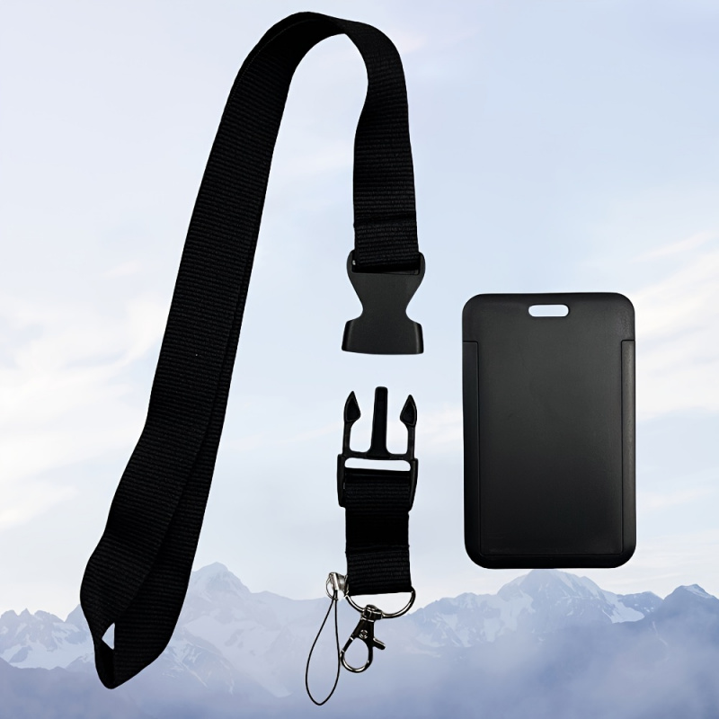 Lanyard Badge Holder - Schwarzes Halsband-Ausweishalter-Set mit abnehmbarem Riemen und