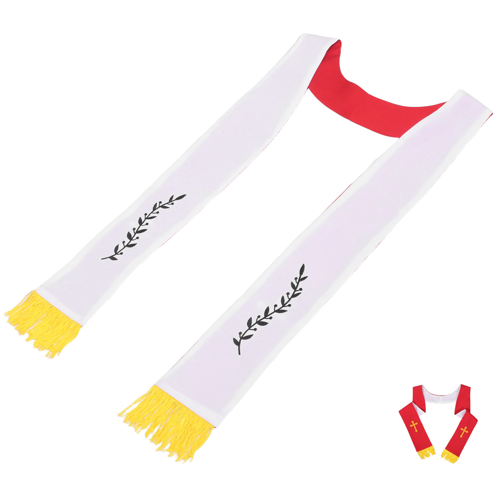 Stole Wedding Shawl - Wendbare Kleriker-Stola mit Gesticktem Kreuz, Pastor-Schal,