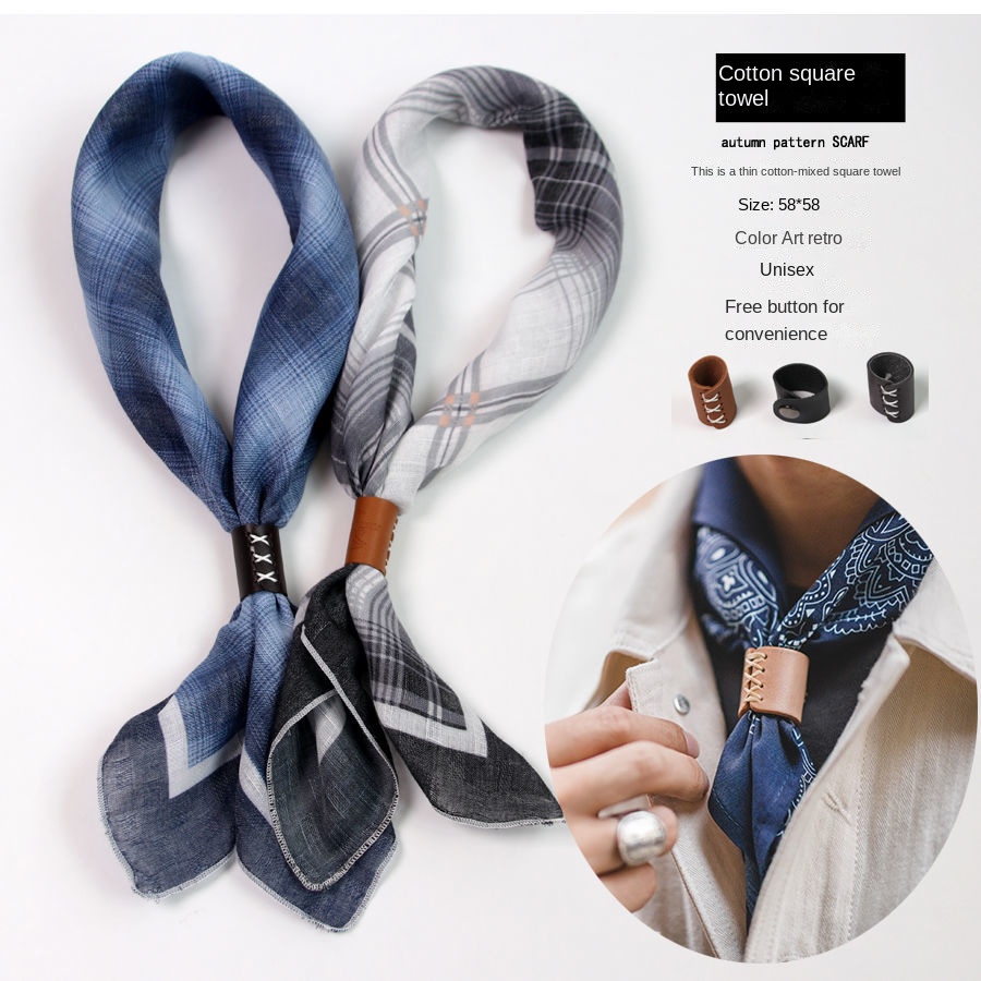 Bandana Cotton - Quadratischer Herren-Schal mit Knöpfen, Schal aus