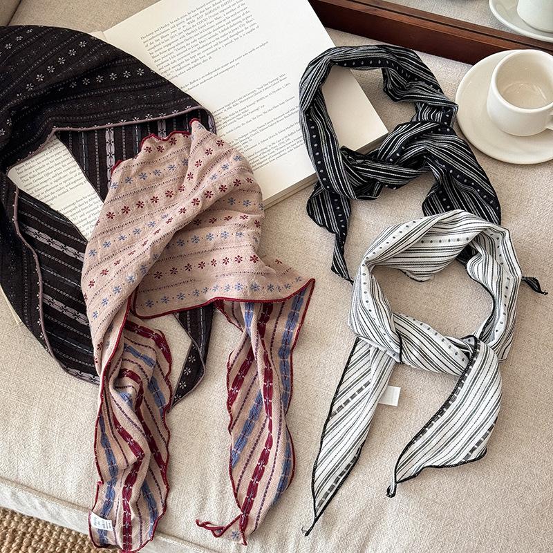 Bandana Cotton - Baumwoll-Leinen Dreieckstuch mit Cashew-Blumenmuster, Dekorativer Hals-