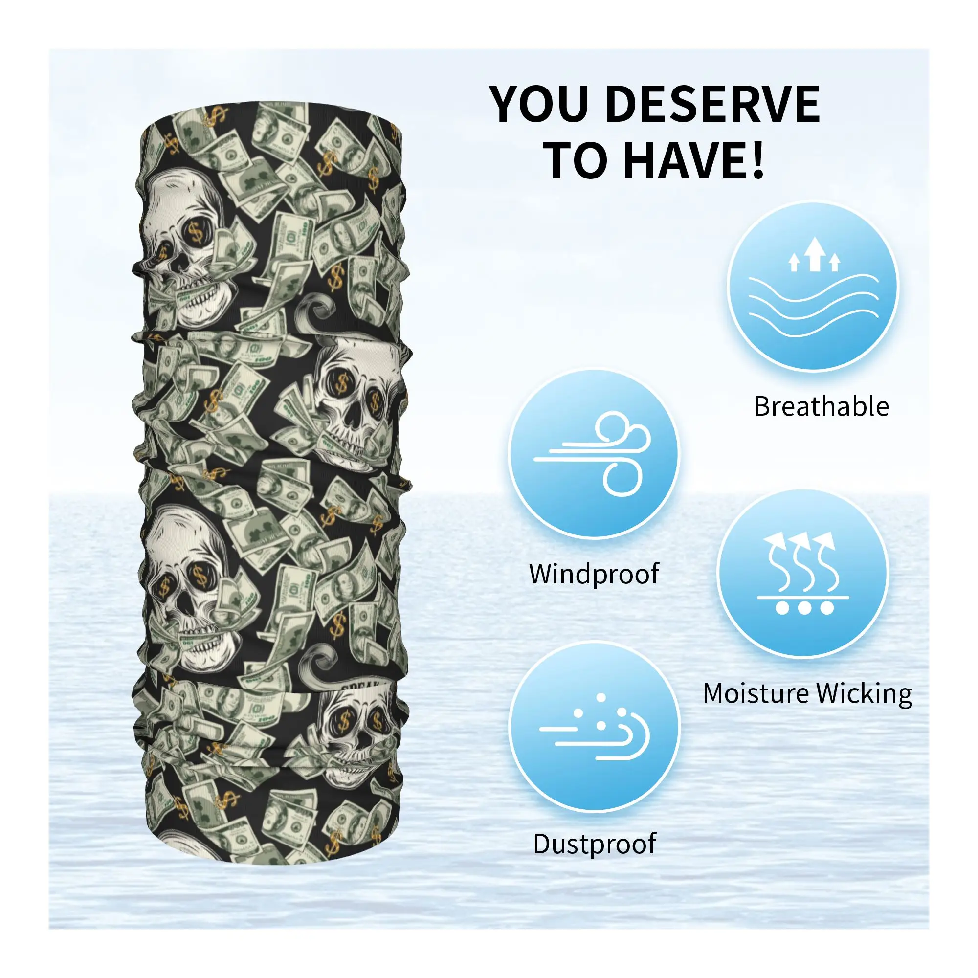 Neues Dollar-Schädel-Muster Wi – Neck Warmer Tube Bewertung und Preis