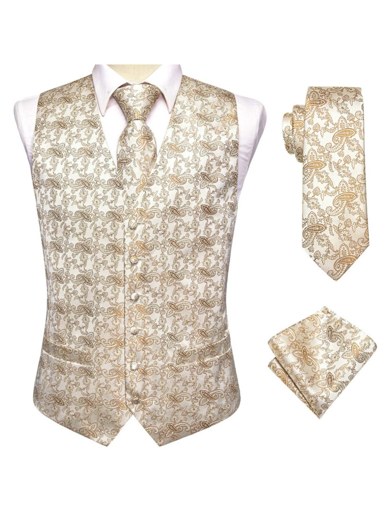 Aprikosenfarbener Herrenanzug  – Pocket Square Set Bewertung und Preis