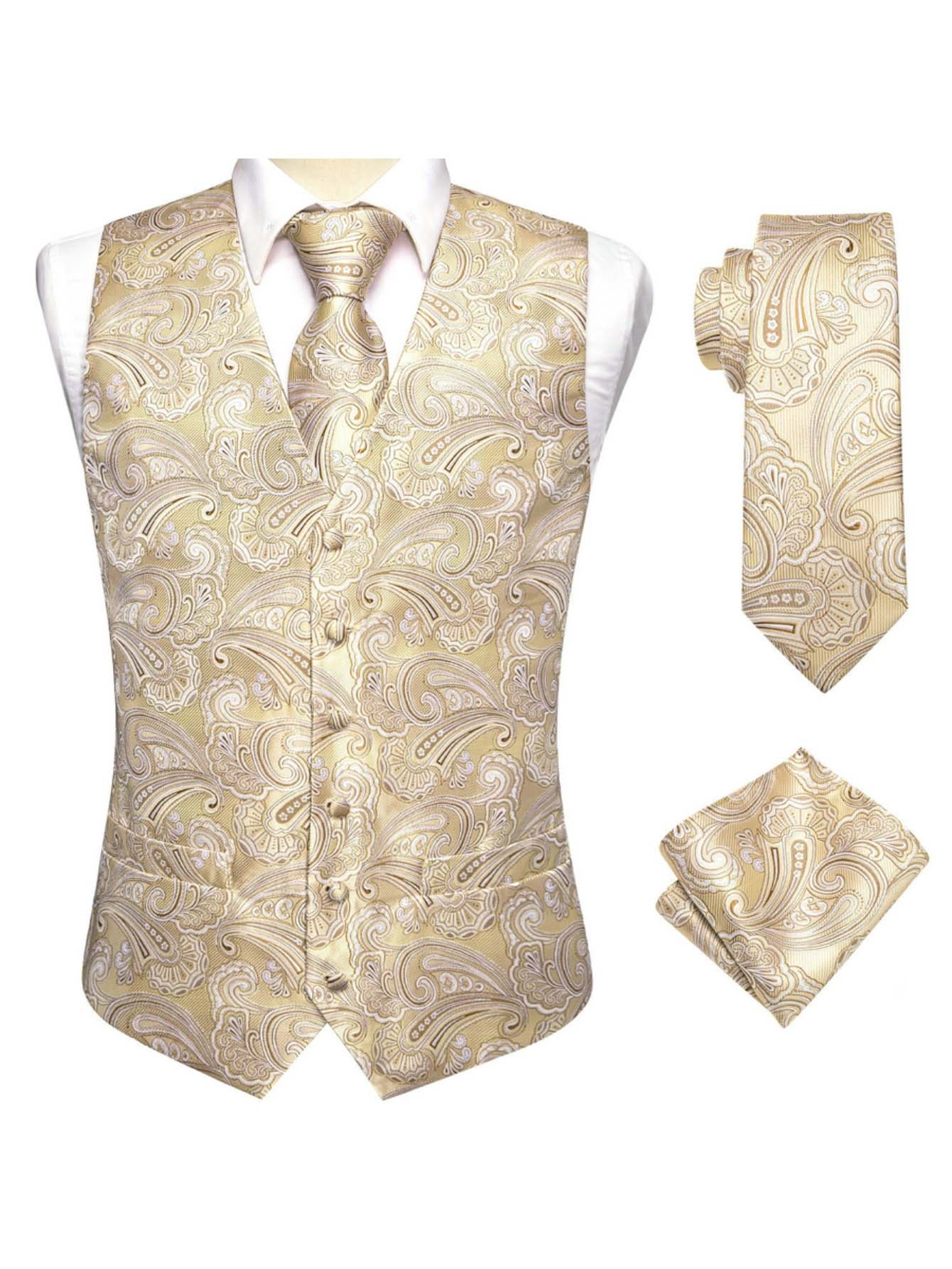 Aprikosenfarbener Herrenanzug  – Pocket Square Set Bewertung und Preis